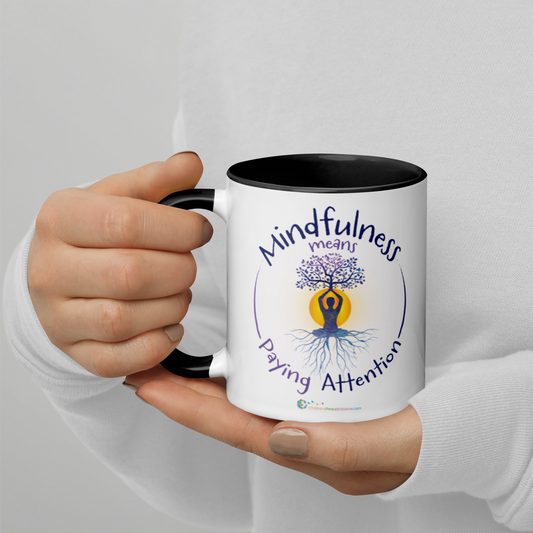 Mindfulness Means Paying Attention - Mug with Color Inside